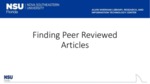 Finding Peer Reviewed Articles