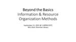Information & Resource Organization Methods by C. Schultz