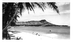 Oahu Beach with Diamond Head in the Background by Courtesy of the Naval Air Station Fort Lauderdale Museum