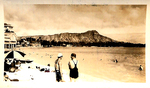 Oahu Beach with Diamond Head in the Background by Courtesy of the Naval Air Station Fort Lauderdale Museum