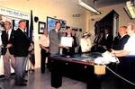 President Bush Holding a Certificate by Courtesy of the Naval Air Station Fort Lauderdale Museum