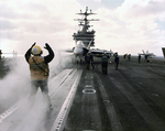 Flight Crew Guiding Plane on Takeoff on Aircraft Carrier by Courtesy of the Naval Air Station Fort Lauderdale Museum